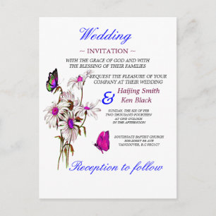 Papillons faire-part de mariage avec marguerites r