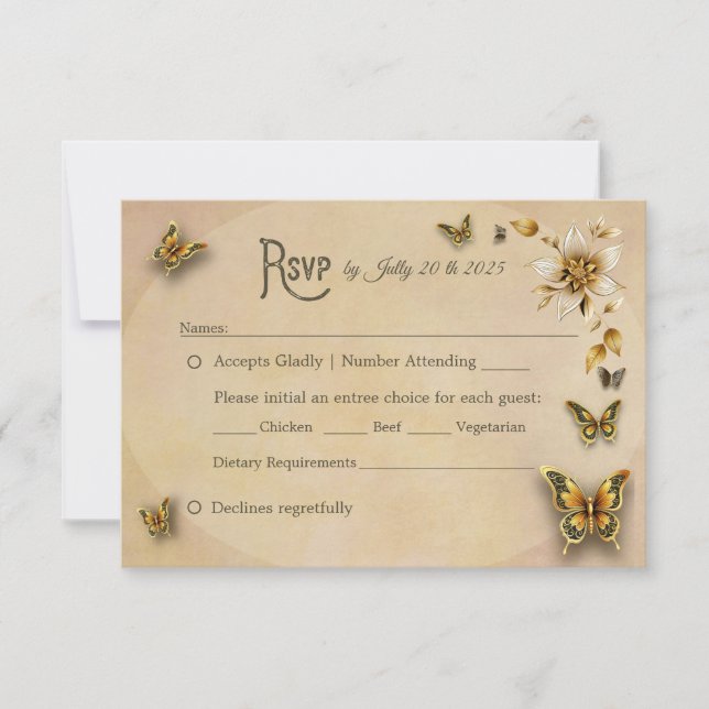 Papillons faire-part de mariage RSVP (Devant)