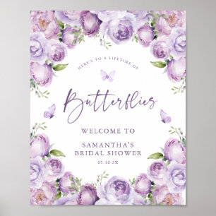 Papillons Fête des mariées violet Affiche de bienv