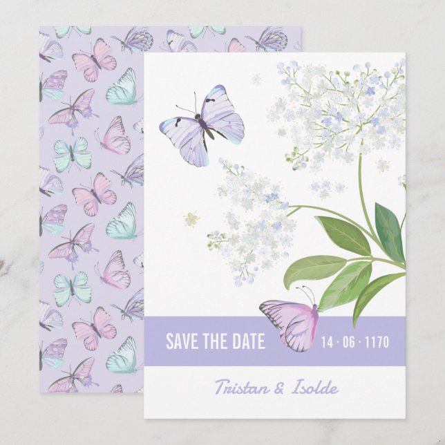 Papillons & Fleur de Sureau Carte de Mise en Garde (Devant / Derrière)