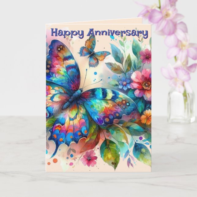 Papillons Fleurs Bonne Carte de voeux Anniversaire (Orchidée)