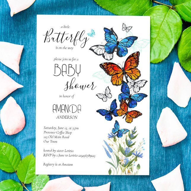 Papillons fleurs de prairie baby shower invitation (Créateur téléchargé)