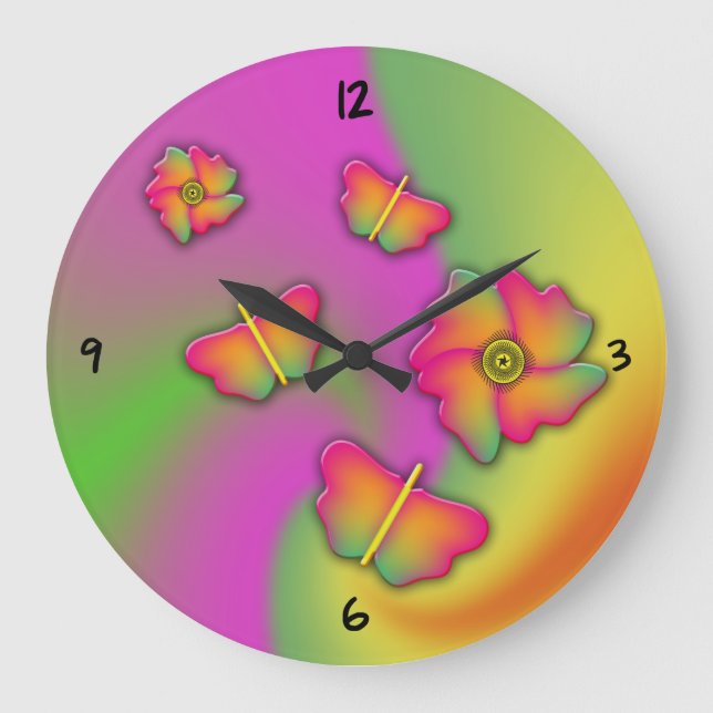 Papillons & Fleurs Grande horloge (Recto)