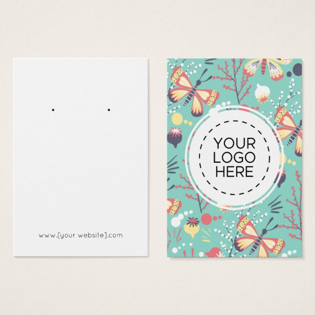 Papillons Fleurs Motif de l'oreille Carte d'affich (Devant & derrière)