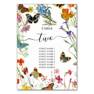 Papillons Floral Mariage Numéro de table