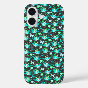 Papillons floraux & coeurs jade coque iphone