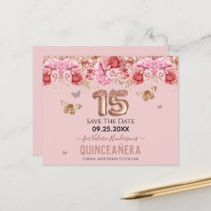 Papillons floraux Quinceañera rose Enregistrer la