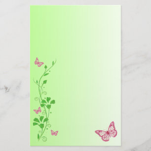Papillons floraux rose, vert Mariage Papeterie