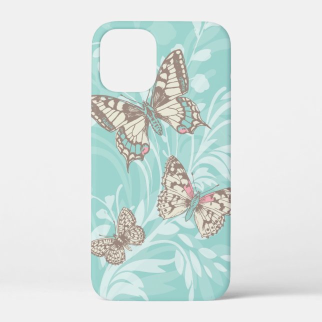 Papillons graphique moderne coque iphone aqua flor (Verso)