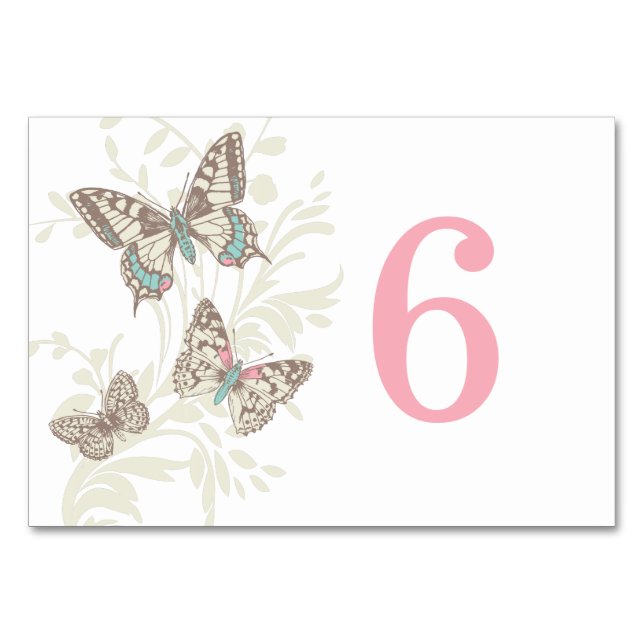 Papillons graphiques crème rose mariage carte (Dos)