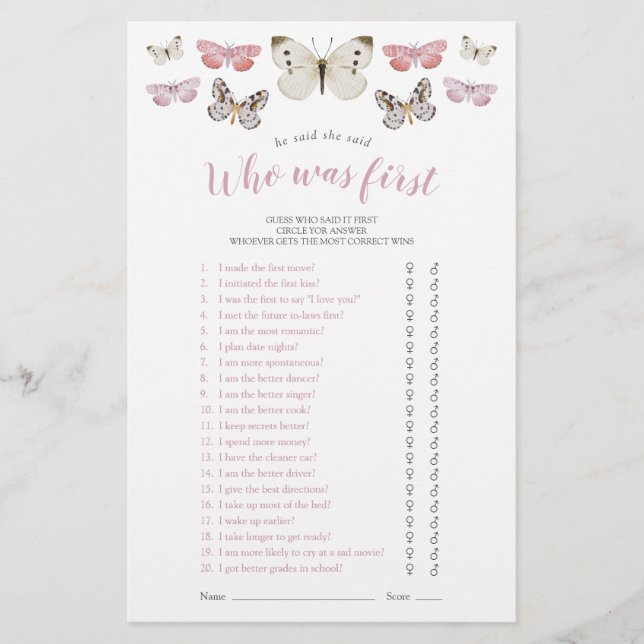 Papillons Il A Dit Qu'Elle A Dit Pink Showgame (Devant)