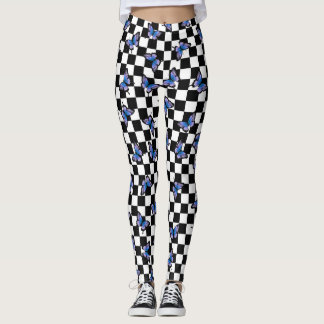 Papillons Iris À damiers Leggings Spandex