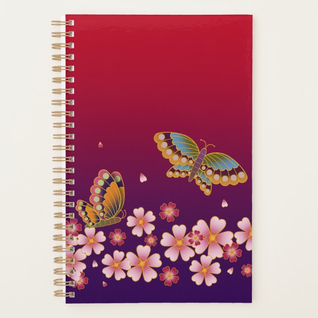 Papillons Japonais Au Milieu De Sakura Fleurit Rou (Devant)