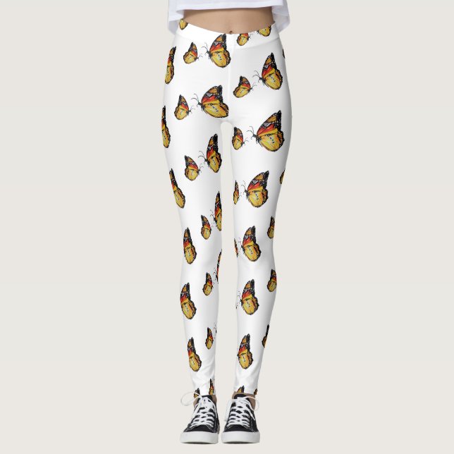 Papillons jaunes Art Leggings personnalisés (Devant)
