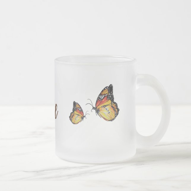 Papillons Jaunes Dessin de verre givrée Mug (Droit)