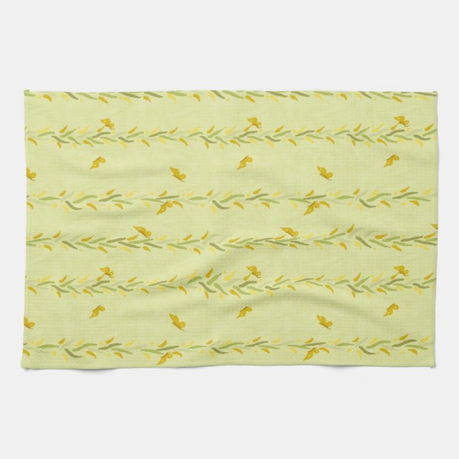 Papillons jaunes sur Vines Serviette de cuisine (Horizontal)