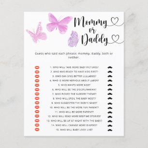 Papillons - jeu de baby shower pour maman ou papa