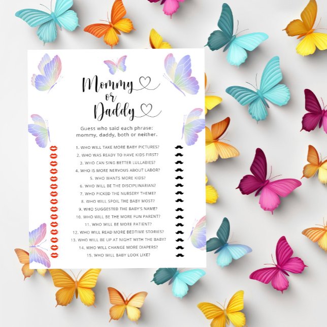 Papillons - jeu pour baby shower «Maman ou papa» (Créateur téléchargé)
