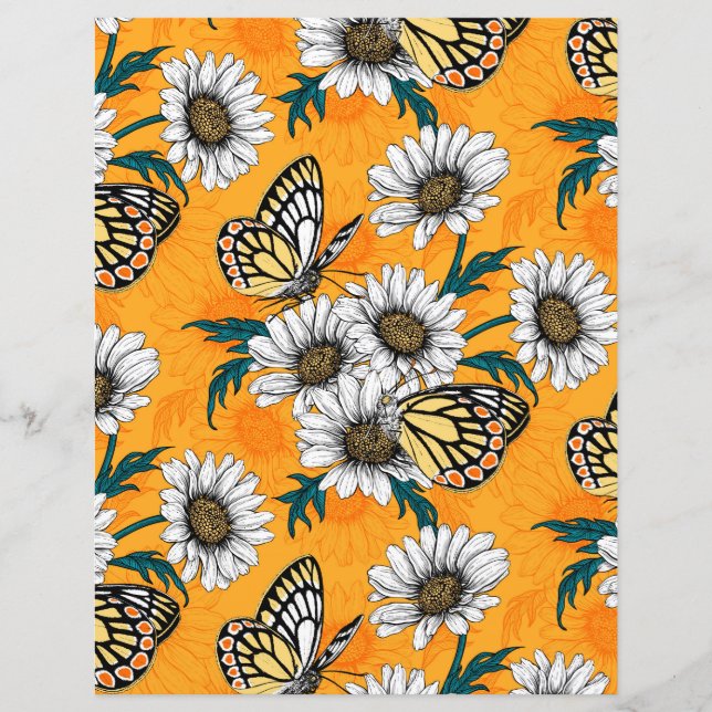 Papillons Jézabel et fleurs marguerites (Devant)