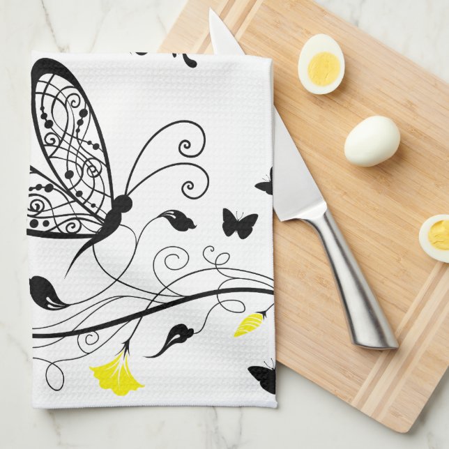Papillons Lineart Américain MoJo Serviette de cuis (Quart Plié)