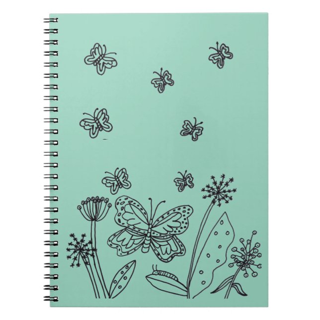 Papillons Monarque et Fleurs Journal Spiral (Devant)