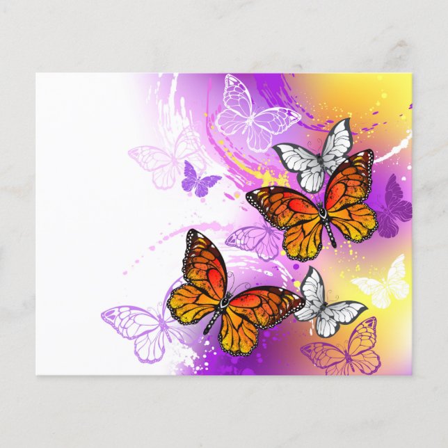 Papillons Monarque sur Arrière - plan pourpre (Devant)