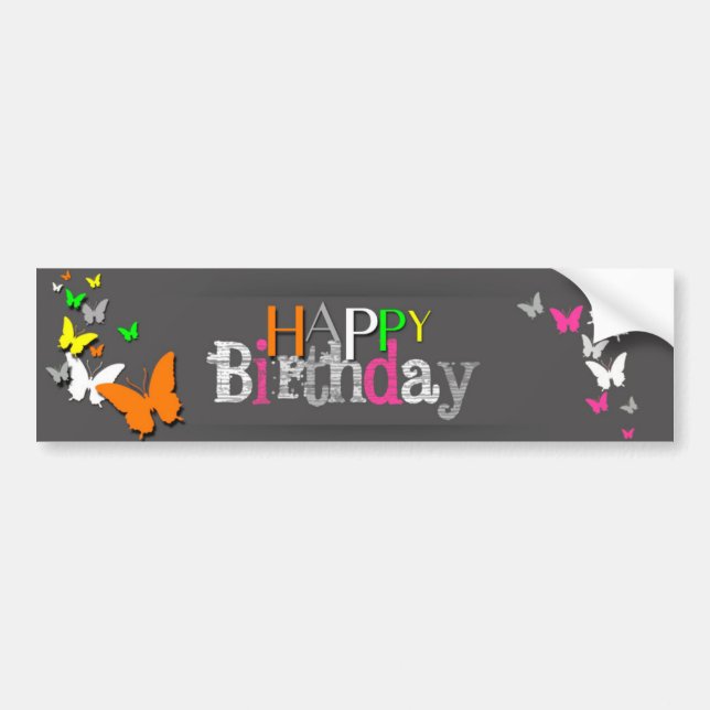 Papillons néon Joyeux Anniversaire - Sticker pare- (Devant)