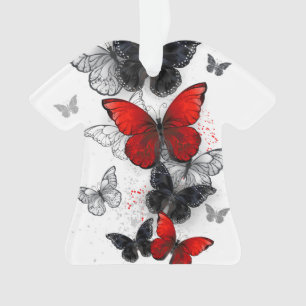 Papillons noirs et rouges volants