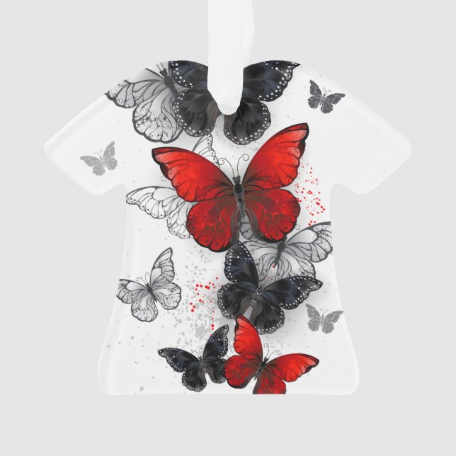 Papillons noirs et rouges volants (devant)