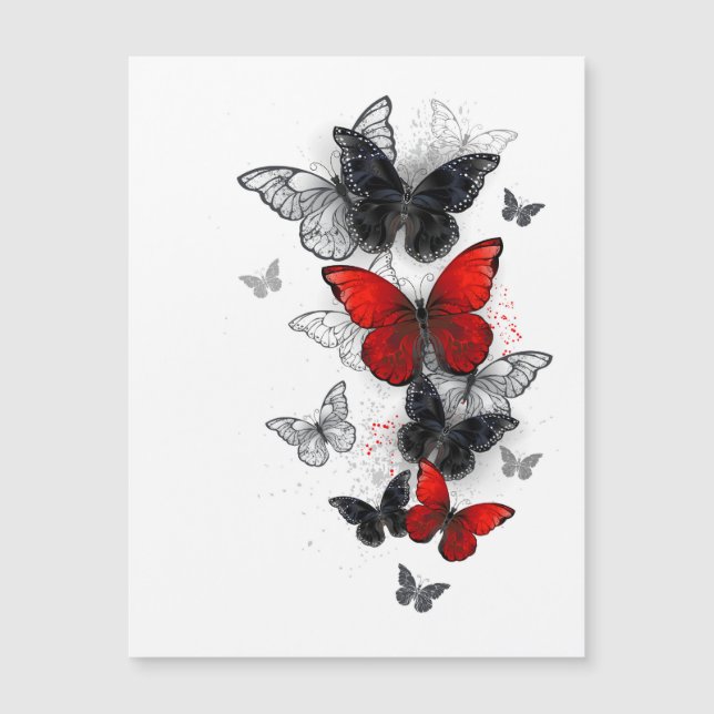 Papillons noirs et rouges volants (Devant)