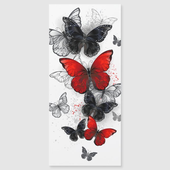 Papillons noirs et rouges volants (Devant)