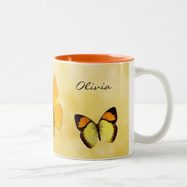 Papillons orange Nom personnalisé Mug (Droit)