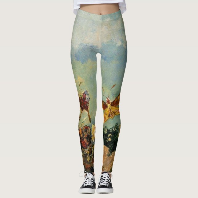 Papillons par Odilon Redon Leggings (Devant)