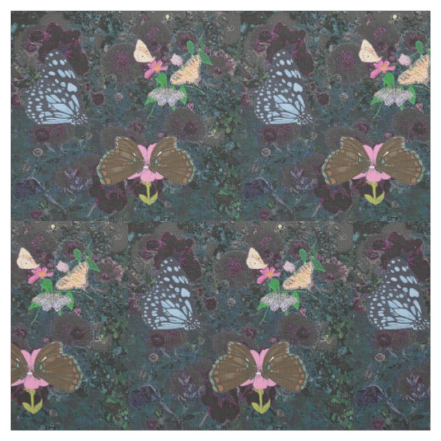Papillons peints tissu Fleurs Abstraites (Échantillon)