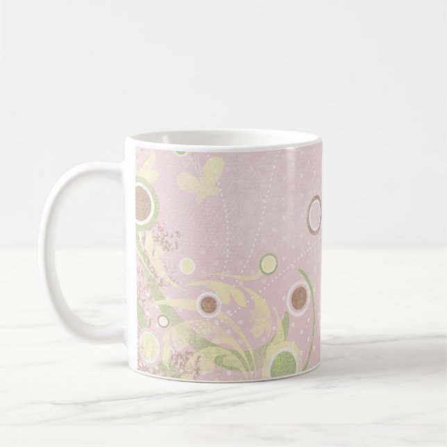 Papillons Pois Crème rose Mug classique (Gauche)