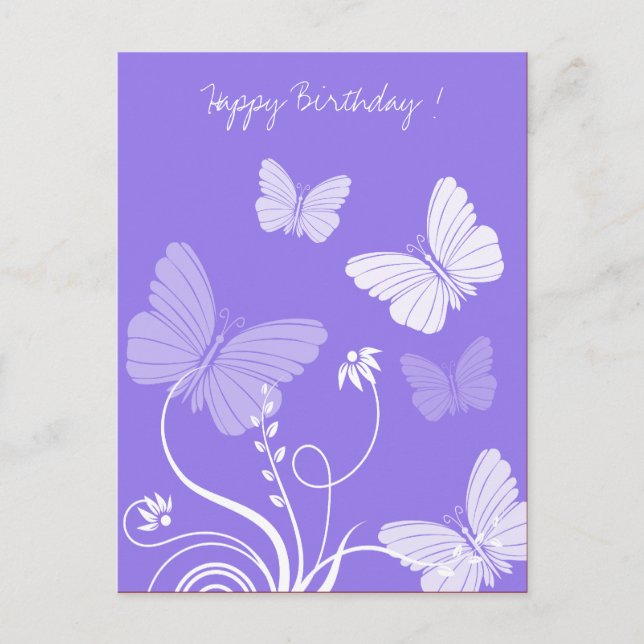 Papillons pourpres Carte postale Anniversaire (Devant)