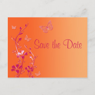 Papillons rose et orange Enregistrer la date Carte