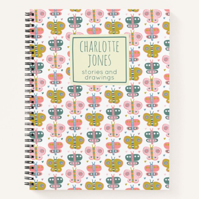 Papillons rose pâle Journal d'histoire personnalis (Devant)