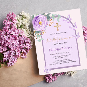 Papillons rose pourpre arc Première communion