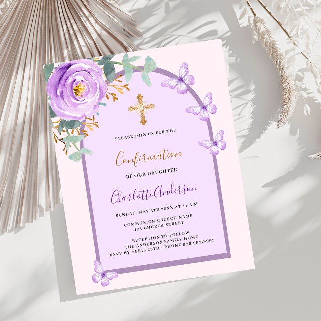 Papillons rose violet budget arc Confirmation (Créateur téléchargé)