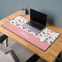 Papillons Rose Violet Monogramme Nom