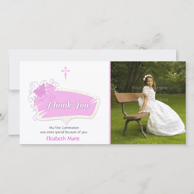 Papillons roses Carte photo religieux (Devant)