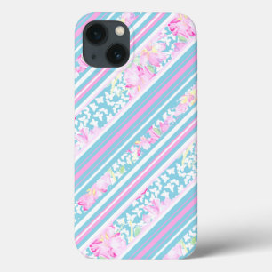 Papillons Roses rose, Blue Stripes iPhone 6 Coque