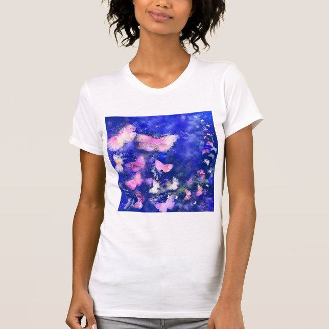 Papillons roses Volant T-shirt Dessin (Devant)