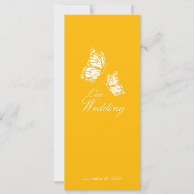 Papillons simples Jaunes Mariage Faire-part 2 (Devant)