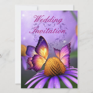 Papillons sur Faire-part de mariage de marguerite 