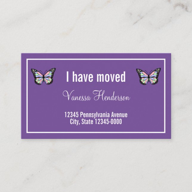 Papillons sur Faire-part pourpre (Devant)