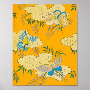 Papillons sur Fleurs Vintage impression japonaise