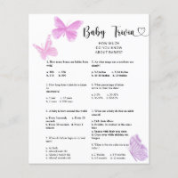 Papillons - Trivia bébé | Jeu Baby shower