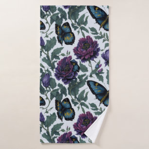 Papillons vintages à fleurs prune violette magenta
